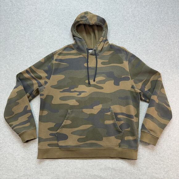 DSG Hoodie Mens XL Pullover Camouflage Brown Green Kangaroo Pocket Cotton Blend - Picture 1 of 5